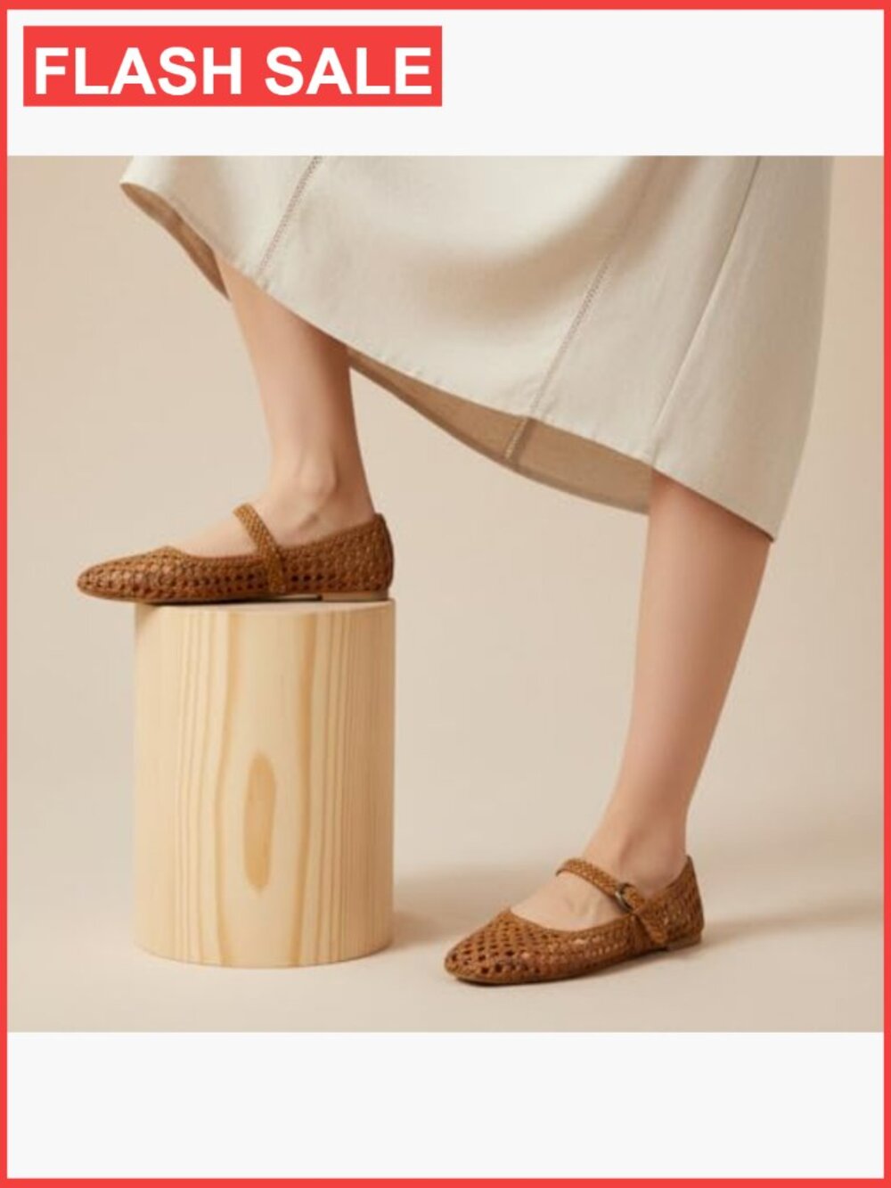 Hand Woven Mary Jane Flats with Adjustable Buckle Memory Foam Cushioning - Picture 6 of 7